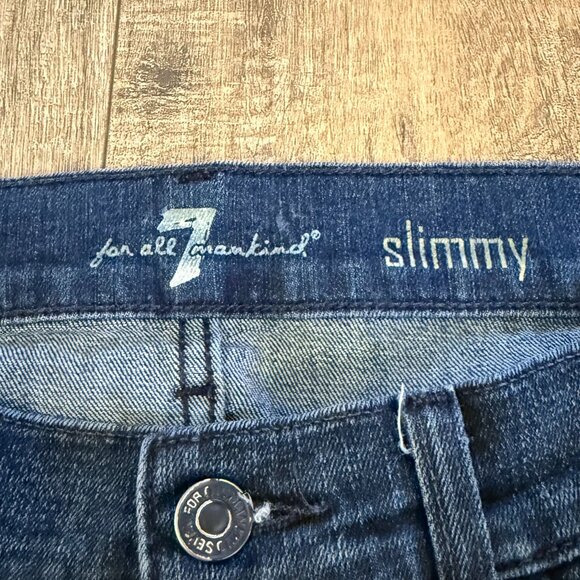 7 For All Mankind Slimmy Jeans Mens 33 Dark Blue Wash - Picture 6 of 8